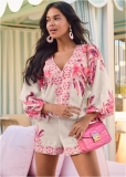 Venus Strawberry Floral Print Top in Pink Multi Venus Strawberry Floral Print Top in Pink Multi