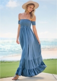 Venus Off-The-Shoulder Maxi Dress - Medium Wash Venus Off-The-Shoulder Maxi Dress - Medium Wash