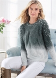 Venus VENUS | Cozy Pearl Trim Sweater in Grey Multi Venus VENUS | Cozy Pearl Trim Sweater in Grey Multi