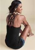 Venus Strappy Detail Tank in Black Venus Strappy Detail Tank in Black
