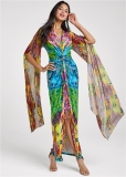 Venus Exaggerated Sleeve Dress - Blue Multi Venus Exaggerated Sleeve Dress - Blue Multi