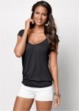 Venus Relaxed V-Neck Top in Black Venus Relaxed V-Neck Top in Black