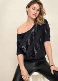 Venus Off-Shoulder Sequin Top in Black Venus Off-Shoulder Sequin Top in Black