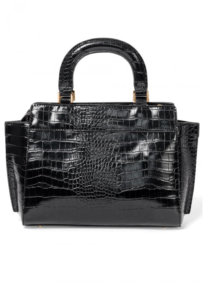 Venus Croc Textured Handbag in Black Venus Croc Textured Handbag in Black