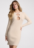 Venus Keyhole Detail Embellished Sweater Dress - White Venus Keyhole Detail Embellished Sweater Dress - White