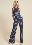 Venus Striped Halter Jumpsuit in Navy & White Venus Striped Halter Jumpsuit in Navy & White
