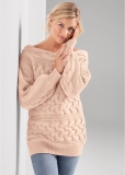 Venus VENUS | Boat Neck Cable Knit Sweater in Peach Venus VENUS | Boat Neck Cable Knit Sweater in Peach