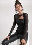 Venus Mesh Cutout Top in Black Venus Mesh Cutout Top in Black