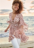 Venus Classic Cheetah Print Kimono Top in Brown Multi Venus Classic Cheetah Print Kimono Top in Brown Multi