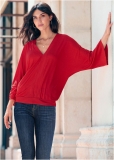 Venus Banded Hem Top in Red Venus Banded Hem Top in Red
