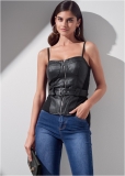 Venus Faux-Leather Bustier Top in Black Venus Faux-Leather Bustier Top in Black