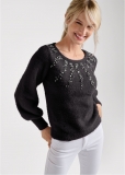 Venus VENUS | Jeweled Feather-Soft Sweater in Black Multi Venus VENUS | Jeweled Feather-Soft Sweater in Black Multi