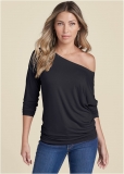 Venus Casual Long Sleeve Tee in Black Venus Casual Long Sleeve Tee in Black