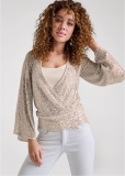 Venus Allover Sequin Surplice Top in Champagne Venus Allover Sequin Surplice Top in Champagne