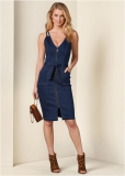 Venus Denim Dress With Zipper - Dark Wash Venus Denim Dress With Zipper - Dark Wash