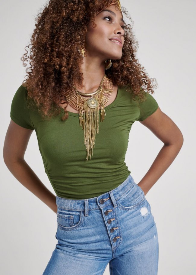Venus Ruched Detail Top in Olive Venus Ruched Detail Top in Olive