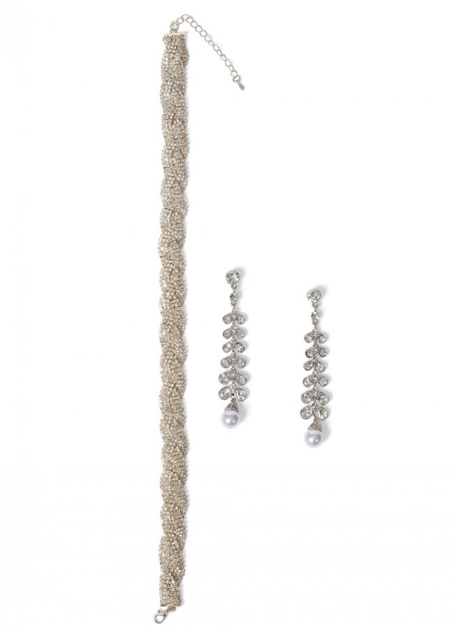 Venus Earrings And Choker Set in Silver Venus Earrings And Choker Set in Silver
