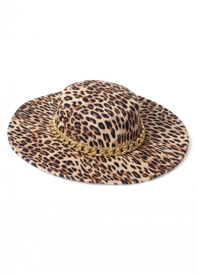 Venus Chain Detail Fedora in Leopard Venus Chain Detail Fedora in Leopard