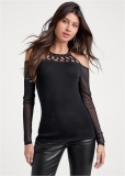Venus Strappy Neck Mesh Top in Black Venus Strappy Neck Mesh Top in Black