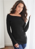 Venus VENUS | Cable Detail Tunic Sweater in Black Venus VENUS | Cable Detail Tunic Sweater in Black