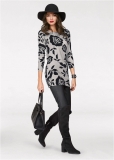 Venus VENUS | Floral Tunic Sweater in Grey & Black Venus VENUS | Floral Tunic Sweater in Grey & Black
