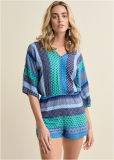 Venus Mixed Print Romper in Green Multi Venus Mixed Print Romper in Green Multi