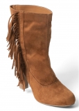 Venus Faux-Suede Fringe Booties in Cognac Venus Faux-Suede Fringe Booties in Cognac