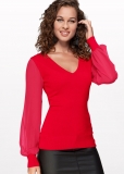 Venus VENUS | Chiffon Sleeve Sweater in Red Venus VENUS | Chiffon Sleeve Sweater in Red