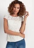 Venus Cap Sleeve Lace Top in White Venus Cap Sleeve Lace Top in White