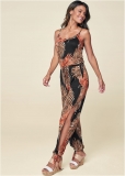 Venus Slit Detail Jumpsuit in Black Multi Venus Slit Detail Jumpsuit in Black Multi