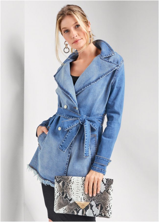 Venus Denim Trench Coat in Light Wash Venus Denim Trench Coat in Light Wash