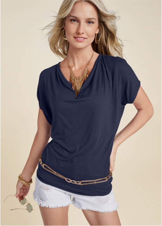 Venus Basic Flounce Top in Navy Venus Basic Flounce Top in Navy