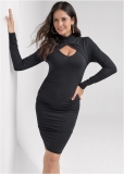 Venus Mock-Neck Casual Dress - Black Venus Mock-Neck Casual Dress - Black
