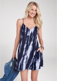 Venus Tie Dye V-Neck Shift Dress - Navy Multi Venus Tie Dye V-Neck Shift Dress - Navy Multi