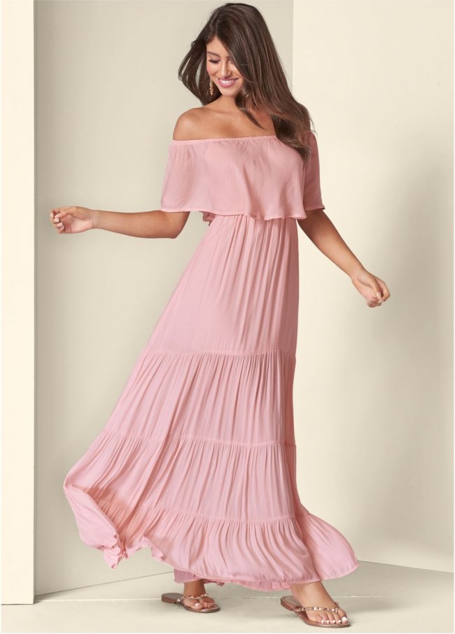 Venus Tiered Maxi Dress - Light Pink Venus Tiered Maxi Dress - Light Pink