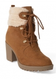 Venus Sherpa Lace-Up Booties in Light Brown Venus Sherpa Lace-Up Booties in Light Brown