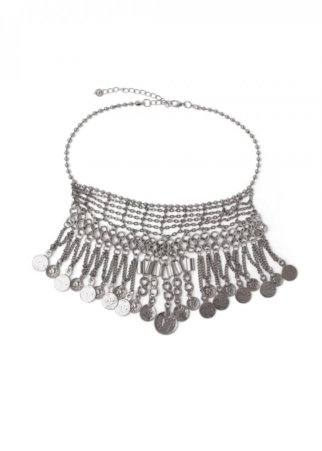 Venus Boho Coin Bib Necklace in Silver Venus Boho Coin Bib Necklace in Silver