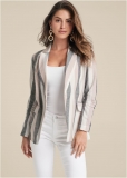 Venus Striped Linen Blazer in White Multi Venus Striped Linen Blazer in White Multi