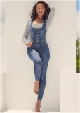 Venus Denim Overalls in Medium Wash Venus Denim Overalls in Medium Wash