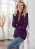 Venus VENUS | Side Lace-Up Sweater in Dark Purple Venus VENUS | Side Lace-Up Sweater in Dark Purple