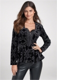 Venus Velvet Glitter Print Jacket in Black & Silver Venus Velvet Glitter Print Jacket in Black & Silver
