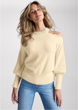 Venus VENUS | Cozy Cold Shoulder Sweater in Off White Venus VENUS | Cozy Cold Shoulder Sweater in Off White