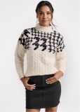 Venus VENUS | Mock Neck Printed Sweater in Off White Multi Venus VENUS | Mock Neck Printed Sweater in Off White Multi