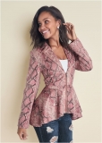 Venus Faux-Suede High-Low Jacket in Pink Multi Venus Faux-Suede High-Low Jacket in Pink Multi