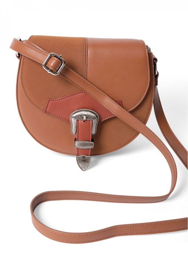 Venus Faux Leather Saddle Bag in Brown Multi Venus Faux Leather Saddle Bag in Brown Multi