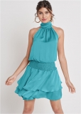 Venus High Neck Mini Dress - Aqua Venus High Neck Mini Dress - Aqua