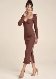 Venus Lace Detail Sweater Dress - Brown Venus Lace Detail Sweater Dress - Brown