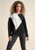 Venus Color Block Oversized Top in Black & White Venus Color Block Oversized Top in Black & White