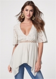 Venus Eyelet Detail Top in White Venus Eyelet Detail Top in White