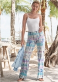 Venus Tie Dye Fold Over Pants in White Multi Venus Tie Dye Fold Over Pants in White Multi